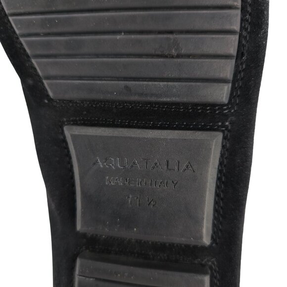 Aquatalia Italy Black Suede Weatherproof Driving Loafers Mens 11.5 Dress Shoes - Picture 12 of 13